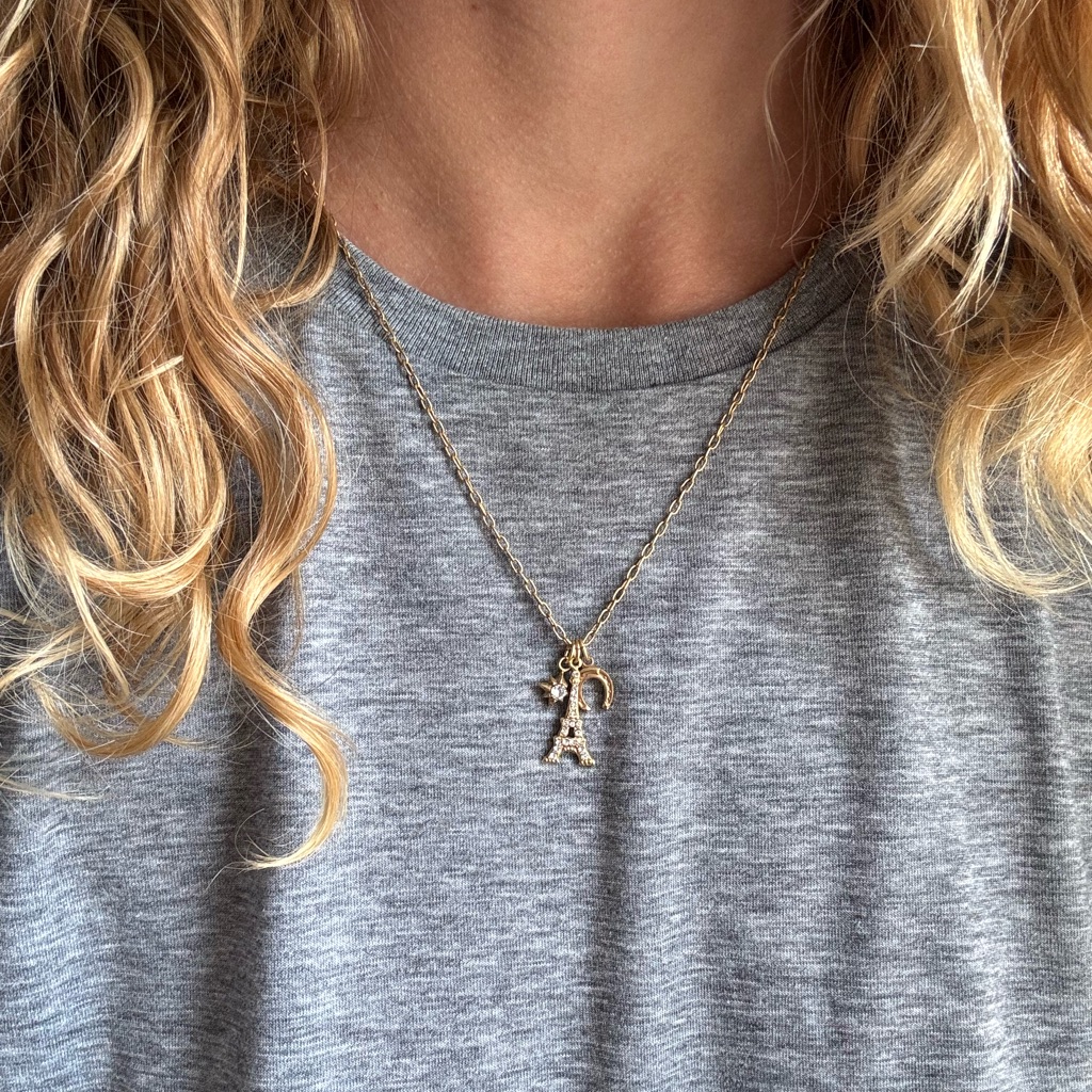 Gold Eiffel Tower Charm Necklace